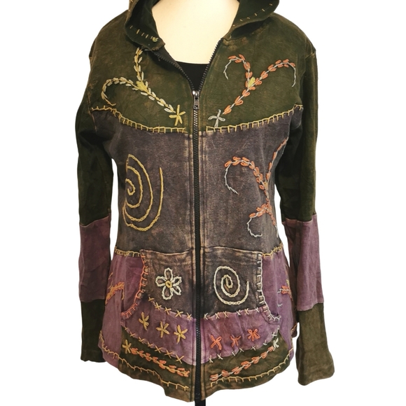Source Unknown Jackets & Blazers - Handmade in Nepal Bohemian Embroidered Jacket